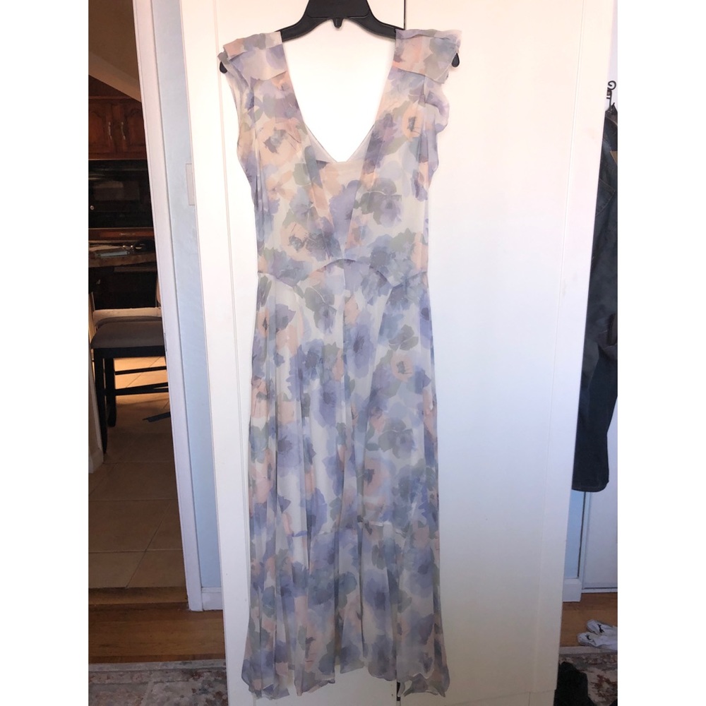 Flutter sleeve ephemeral Rebecca Taylor midi dress. Worn once for 4 hours.